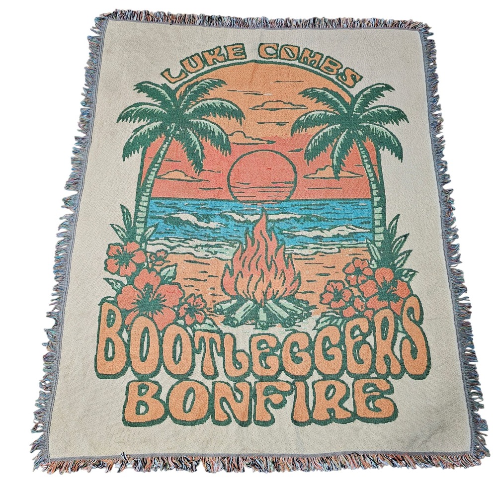 Luke Combs Bootleggers Bonfire  Festival Woven Throw Blanket Beach Fan Merch